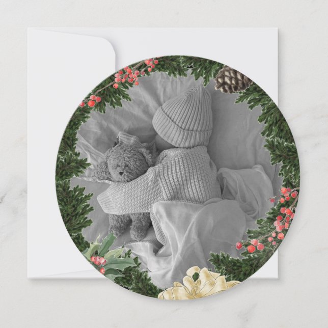 Wreath Flat Holiday Card (Frente)