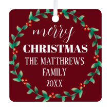 Wreath Merry Christmas Photo Name Personalizado