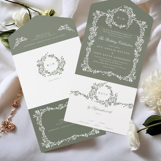 Wreath Monograma Sage Green Classic Frame Weding (Criador carregado)