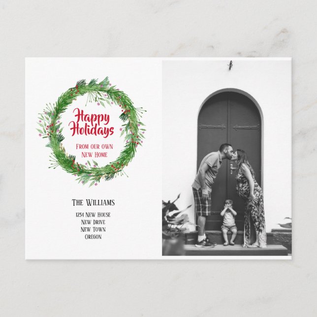 Wreath New Home para o Cartão com fotos das Férias (Frente)