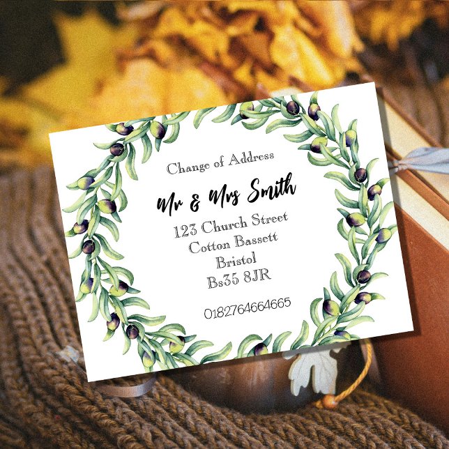 Wreath Watercolor Mudança de Endereço Cartão Posta (Criador carregado)