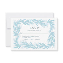 Wreath Winter on White Modern Wedn RSVP Card