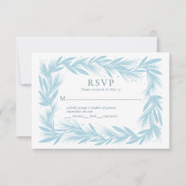 Wreath Winter on White Modern Wedn RSVP Card