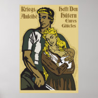 WW1 Poster alemão Kriegsanleihe, helft den Hütern