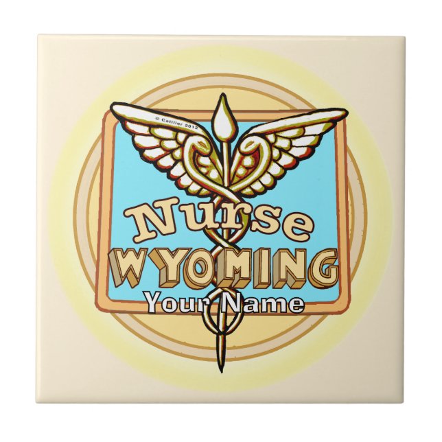 Wyoming Nurse Caduceus Tile (Frente)