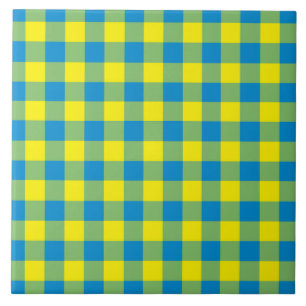 Xadrez Azul Amarelo Verde Padrão de Peito de Perdi