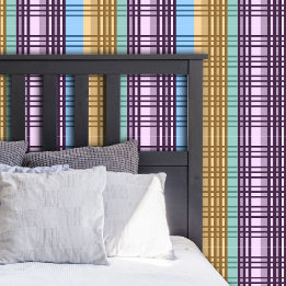 Xadrez Azul Lilás Amarelo Verde Padrão Elegante