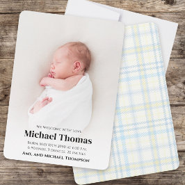 Xadrez Azul Personalizada Foto de Nascimento do Be