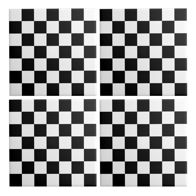 Xadrez Branco e Preto (White and Black Checkered Ceramic Tiles)