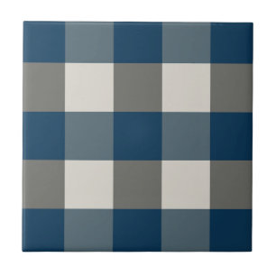 Xadrez Búfalo Branco Cinza Azul