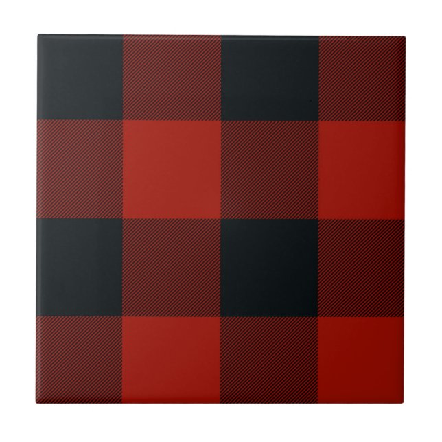 Xadrez Búfalo Rústico Preto Vermelho (Frente)