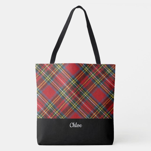 Xadrez clássica Monograma Tote Bag (Frente)