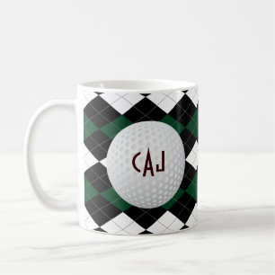 Xadrez com bola de golfe, caneca de café