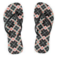 Xadrez (Coral Mint Black White) Chinelos