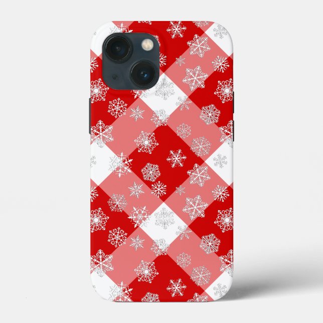 Xadrez de Buffalo Vermelho e Branco com Flocos de  (Verso)