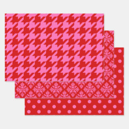 Xadrez de Cachorro, Damask, Cores DIY Vermelho Ros