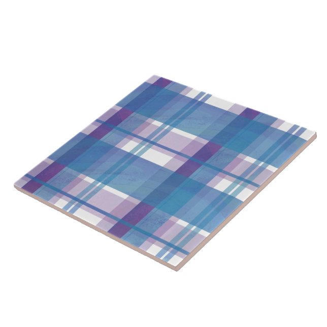 Xadrez de Madras Azul e Roxo (Lateral)