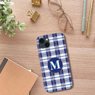 Xadrez de Monograma Vermelho, Branco e Azul