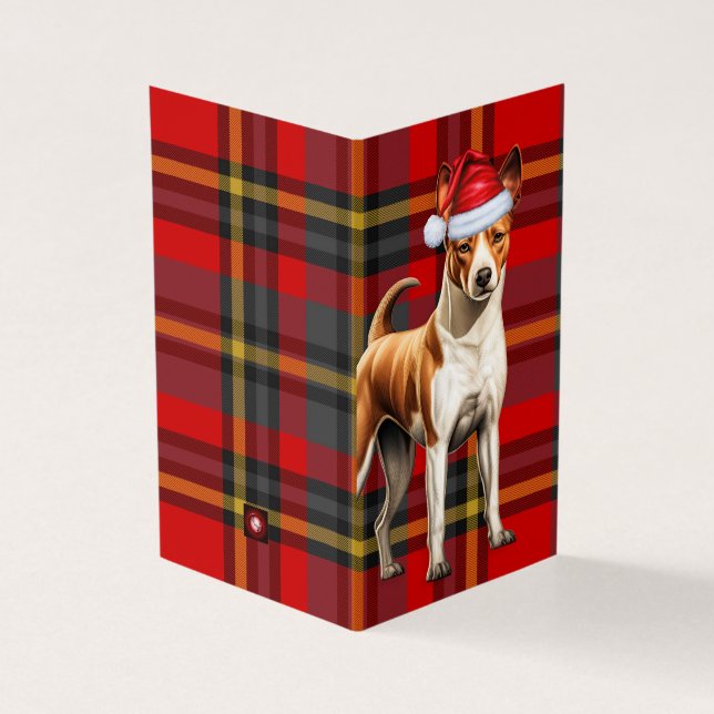 Xadrez de Natal Basenji Vermelho e Verde (Exterior)