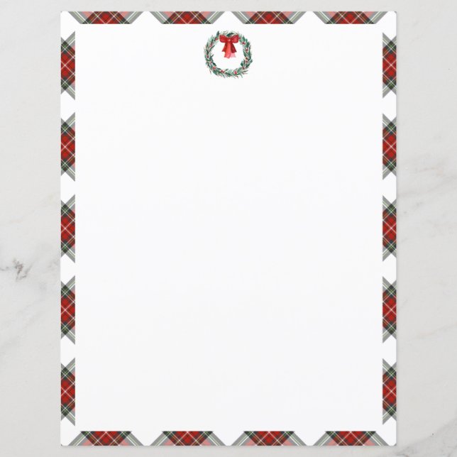 Xadrez de Natal Tartan Papel de Papel de carta Arc (Frente)