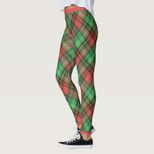 Xadrez de Natal Vermelha e Verde 2 Leggings