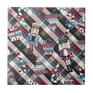 Xadrez de Nozes de Natal Blue Burgundy