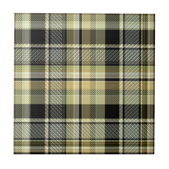 Xadrez de tartan amarelo-marrom. (Frente)