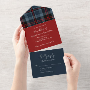 xadrez de tartan celta de casamento vermelho azul