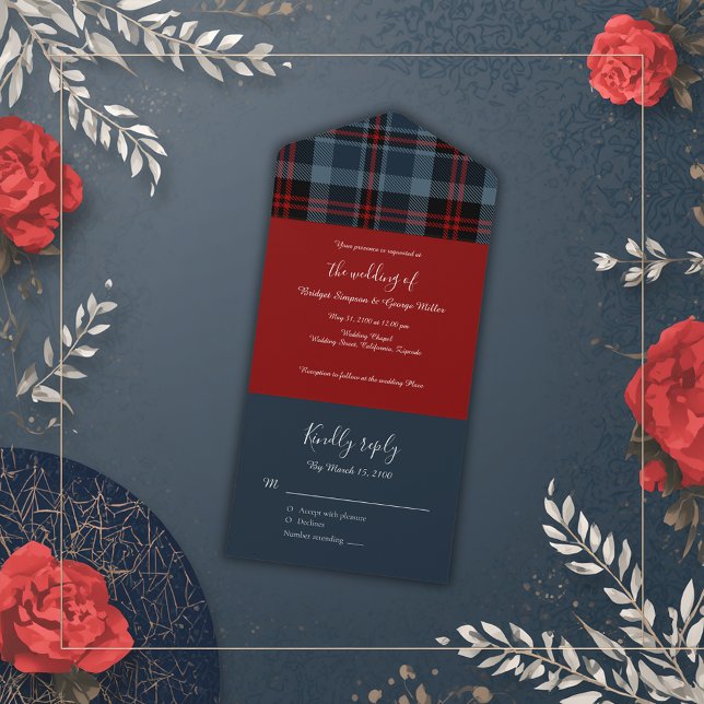 xadrez de tartan celta de casamento vermelho azul  (Criador carregado)
