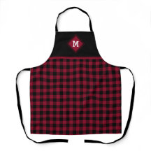 Xadrez Diamond Crimson Red + Black Apron Inicial