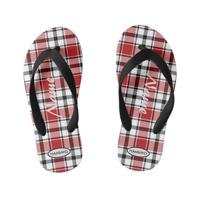 Xadrez do menino Flip-flops Chinelos da criança HA (Pé da cama)
