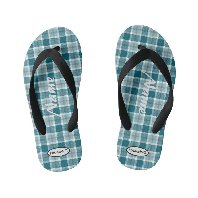 Xadrez do menino Flip-flops Chinelos da criança HA (Pé da cama)