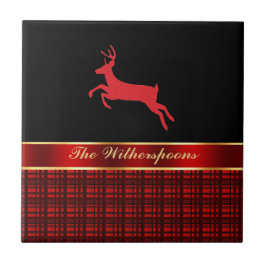 Xadrez Elegante de Buffalo com Reindeer e Fita Ver