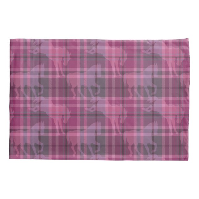 Xadrez escocês rosa e roxo de equitação (Verso)