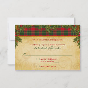 Xadrez Escocês Tradicional de Natal Casamento Rsvp