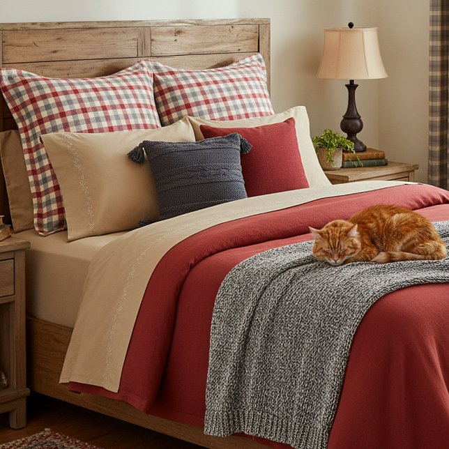 Xadrez estilo fazenda vermelho e cinza (Criador carregado)