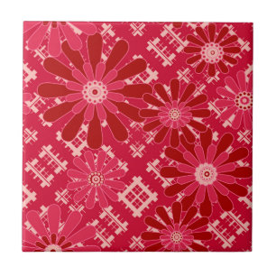 Xadrez, floral, xadrez, vermelho, vermelho, ruivo
