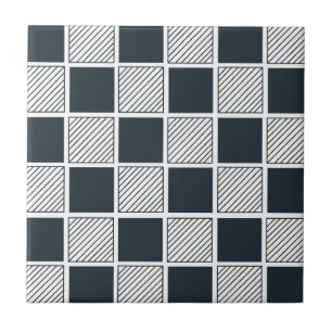 Xadrez Geométrico Azul Marinho Preto e Branco