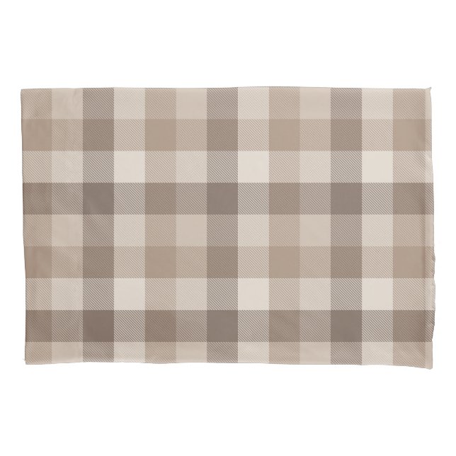 Xadrez Gingham de Plaid em Tom de Terra Neutro  (Frente)