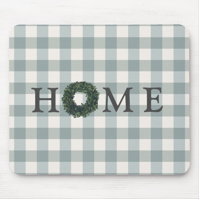 Xadrez "HOME" Gingham Typografia Na moda Mousepad (Frente)