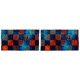 Xadrez laranja quase vermelha, azul e suja