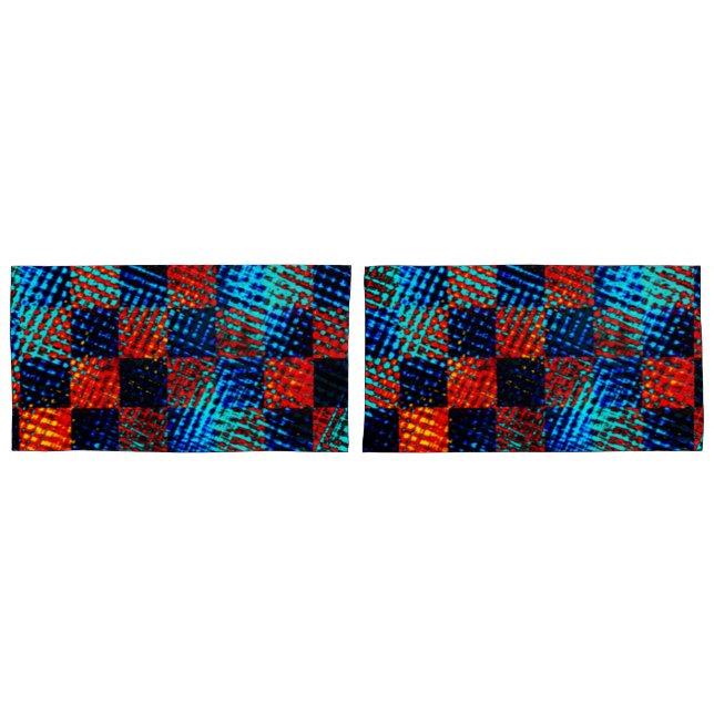 Xadrez laranja quase vermelha, azul e suja (Frente - conjunto)