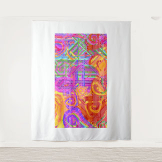 Xadrez Neon Glitch | Tapeçaria de Parede Abstrata