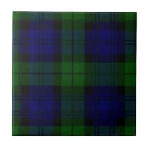 Xadrez preta do verde azul do tartan do clã do