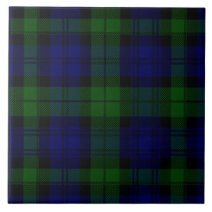 Xadrez preta do verde azul do tartan do clã do