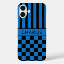 Xadrez Preto e Azul Listrado Personalizado