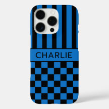 Xadrez Preto e Azul Listrado Personalizado