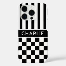 Xadrez Preto e Branco Listrado Personalizado