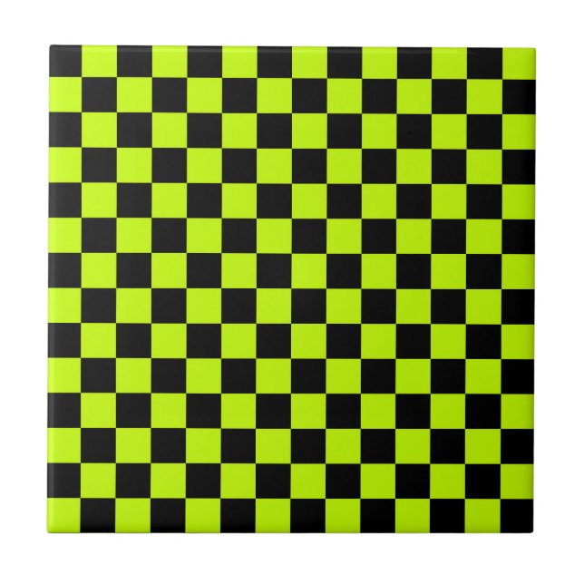 Xadrez preto verde ácido (Frente)