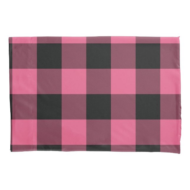 Xadrez Rosa e Preto Plaid de Búfalo (Frente)